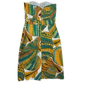 Banana Republic x Trina Turk Collection Strapless Psychedelic Print Mini Dress S